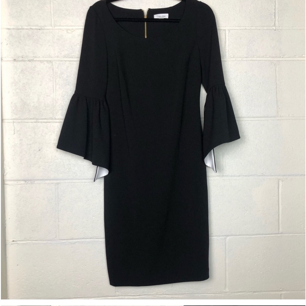 Calvin Klein black bell sleeve dress 8